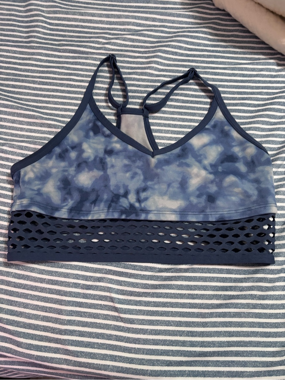 PINK Victoria's Secret Navy Blue Tie-Dye Mesh Band Sports Bralette
